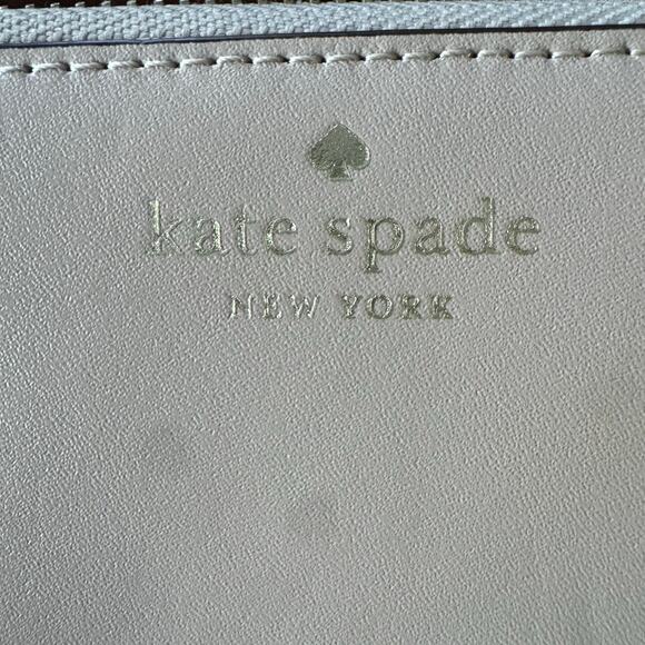 Kate Spade Zip Around pale pink Wallet Continental Card Holder Pocket gold logo - Picture 2 of 8